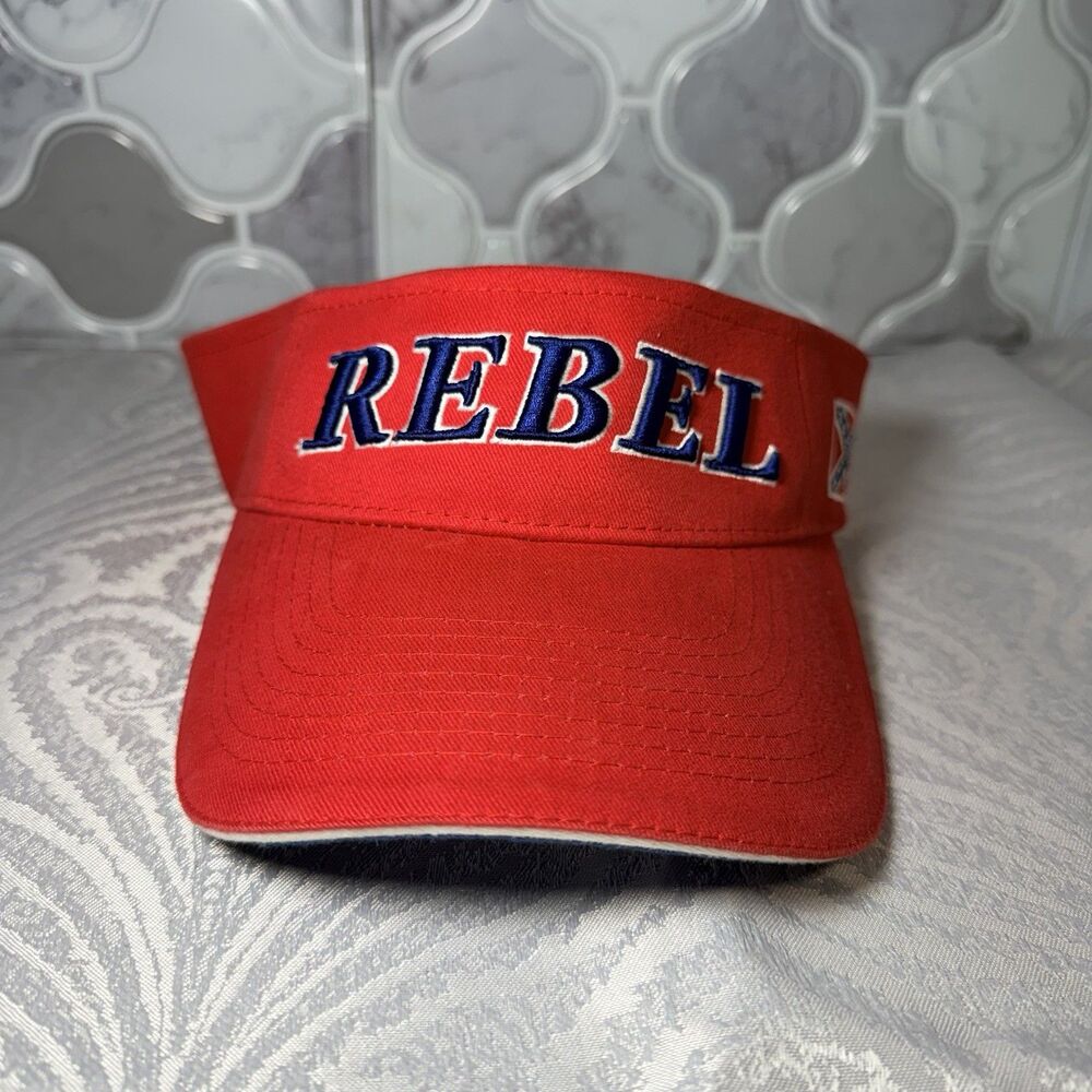 Rebel Hat Cap Visor Adjustable Red White and Blue American Flag